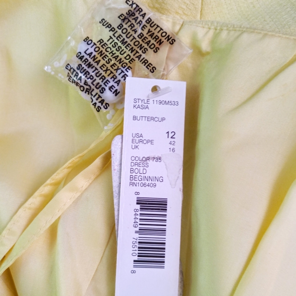 Antonio Melani butter yellow beaded and chain detail neckline shift dress - Picture 8 of 9